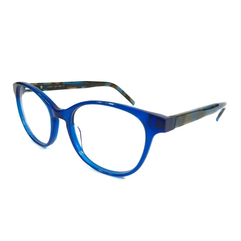 Tom Davies Eyeglasses Frames TD674 Col. 1936 Dusty Blue Brown Tortoise 50-18-140